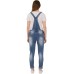 Regular Denim Damen Bestickte Latzhosen - Slim Fit Abnutzungs-Effekt Bib Overall Zara-XS-8 Bekleidung