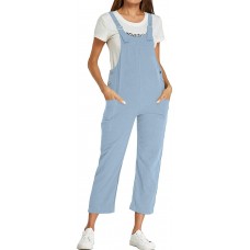Style Dome Damen Latzhose Loose Overall Jumpsuit Casual Lange Retro Stylisch Sommerhose Blau S Bekleidung