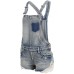 Sublevel Damen Kurze Jeans Latzhose mit Spitzeneinsatz Used Look Light-Blue S Bekleidung
