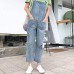 WEDSGTV Damen Jeans Overalls Lässige Jeans Latzhose Latzhose Jeans Overall Verstellbare Träger M Bekleidung