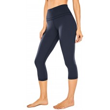 CRZ YOGA Damen Yoga Capri Leggings Sport Hose mit Hoher Taille-Nackte Empfindung -48cm Marine 19'' - R418 38 Bekleidung