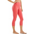 CRZ YOGA Damen Yoga Capri Leggings Sport Hose mit Hoher Taille-Nackte Empfindung -48cm Ziegelstein Rose 40 Bekleidung