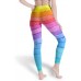 Gamoii Damen Sports Leggings Regenbogen Streifen Gedruckt Sporthose Yogahose Hohe Taille Lang Fitnesshose Bekleidung