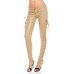 Koucla Lederlook Skinny Hose mit Schnürung - Lederoptik Low Cut Pants Leggings Schwarz Beige Rot Weiß Gr. S - XL Bekleidung