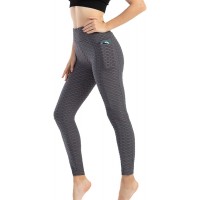 MissMeSweeteen Yogahosen mit Tasche Waben-Leggings mit hoher Taille Lift Hip Butt Tights Slim Tummy für Fitness Bekleidung