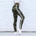 YUANYUAN520 Damen-Leggings in Camouflage-Optik zweiseitig weiße Streifen Skinny Leggings elastische Taille für Workout legere Leggings Bekleidung