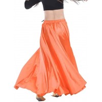Damen Bauchtanz Satin Rock Professionelle Tänzer Schwingen Tanz Rock Orange Taille64-104CM Bekleidung
