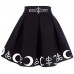 Vimoli Röcke Damen Frauen Gothic Punk Witchcraft Mond Zaubersymbole Plissee Mini Rock Bekleidung