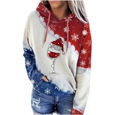 Wenese Weihnachtspullover Damen Modedruck Hoodie Rundhals-Pullover Weihnachten Weihnachtspullis Langarm T-Shirt Weihnachtsmann Druck Sweater Bekleidung