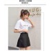 WOYAOFEI Women’s Basic one-Colour Versatile Stretchy Casual Flared Mini Skirt A-line Bag hip Plaid Pleated Mini Bekleidung