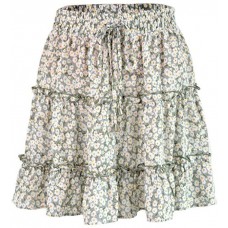 Zidao Skirt Women Summer High Waist Ruffle Flower Print Beach Short Skirt 3 Bekleidung