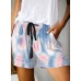CORAFRITZ Damen Mode Tie Dyed Lounge Shorts Sommer Hohe Taille Kordelzug Gerades Bein Shorts Gr. 4X-Large mehrfarbig Bekleidung