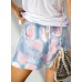 CORAFRITZ Damen Mode Tie Dyed Lounge Shorts Sommer Hohe Taille Kordelzug Gerades Bein Shorts Gr. 4X-Large mehrfarbig Bekleidung