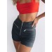 CORAFRITZ Damen-Shorts mit Reißverschluss hohe Taille Bauchkontrolle einfarbig PU-Leder Bekleidung