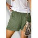 Damen-Shorts mit Kordelzug elastischer Bund bequem einfarbig mit Taschen - Grün - X-Groß Bekleidung