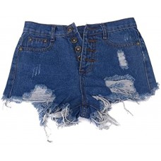 Minetom Best Preis Damen Jeans Shorts Hot Pants Mädchen Destroyed-Look Used-Look kurz Mini Sommerhose Bekleidung