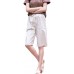 Msmsse Damen Casual Elastische Taille Knielang Bermuda Shorts mit Kordelzug - Violett - Mittel Bekleidung