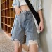 TENGCHUANGSM Bequeme Shorts für Damen Retro koreanischer Stil Loch klassische Taschen locker kurz Mädchen trendig Sommer Bekleidung