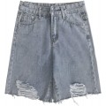 TENGCHUANGSM Bequeme Shorts für Damen Retro koreanischer Stil Loch klassische Taschen locker kurz Mädchen trendig Sommer Bekleidung