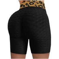 vijTIAN difine Frauen Yoga Hosen Leopardenmuster Stitching High Waist Elastic Skinny Workout Shorts Bekleidung