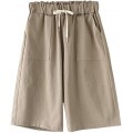 XinYangNi Damen Casual Soft Knit Elastische Taille Jersey Bermuda Shorts mit Kordelzug - - X-Groß Bekleidung