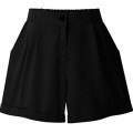 XinYangNi Damen-Sommer-Shorts für den Sommer klassische Mode bequeme Culottes elastische Taille breite Beintaschen lässige Shorts - Schwarz - XX-Large Bekleidung