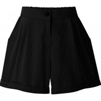 XinYangNi Damen-Sommer-Shorts für den Sommer klassische Mode bequeme Culottes elastische Taille breite Beintaschen lässige Shorts - Schwarz - Groß Bekleidung