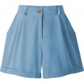 XinYangNi Damen-Sommer-Shorts für den Sommer klassische Mode bequeme Culottes elastische Taille breite Beintaschen lässige Shorts - Blau - X-Groß Bekleidung