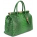 Belli The Bag XXL Leder Henkeltasche Handtasche Damen Ledertasche Umhängetasche in grün kroko - 38x26x18 cm B x H x T Schuhe & Handtaschen