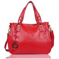 EGOGO Damen Shopper Handtasche Leder Henkeltasche Für Fraun Schultertasche Reisen Arbeit und Einkäufe E522-6 Rot Schuhe & Handtaschen
