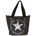 Star Shopper Bag Vintage Stern Damen Stamp Tasche Fashion Henkeltasche Canvas Stoff Schwarz Schuhe & Handtaschen