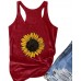 TOFOTL Blusenshirt Damen Kurzarm Frauen Plus Size Summer Sunflower Print Rundhalsausschnitt Ärmelloses T-Shirt Top Tank Bekleidung