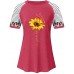 Tops Damen Bauchfrei Frauen Sunflower Leopard Kurzarm O-Ausschnitt Bedruckt Casual Tops T-Shirt Bekleidung
