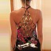 XUJY Kreuzgurte Damen Tshirt Tops Sommer Mode Sommer ärmellose personalisierte Druck sexy Neckholder Print Weste Bekleidung