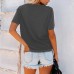 Damen T-Shirt Sommer Kurzarm Rundhals Casual Tops Lockere Baumwoll Oberteile Basic Tops Shirt Bekleidung