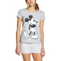 Disney Damen Mickey Mouse Classic Kick B&w T-Shirt Bekleidung