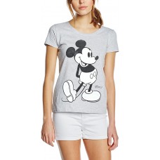 Disney Damen Mickey Mouse Classic Kick B&w T-Shirt Bekleidung