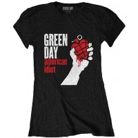Green Day Frauen American Idiot Schwarz Tailliertes T-Shirt Bekleidung
