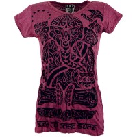 GURU SHOP Sure T-Shirt Tribal Elefant Damen Baumwolle Bedrucktes Shirt Alternative Bekleidung Bekleidung