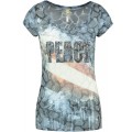Key Largo Damen T-Shirts WT MIAMI Vintage Look Peace USA Flagge Skyline City blau XS Bekleidung