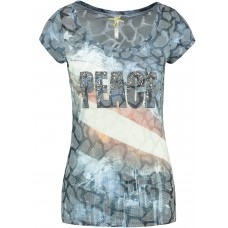 Key Largo Damen T-Shirts WT MIAMI Vintage Look Peace USA Flagge Skyline City blau XS Bekleidung