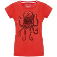 Lexi&Bö buntes Damen T-Shirt Nautical Octopus mit Oktopus-Taucherhelm-Druck Bekleidung