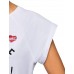 oodji Ultra Damen Lässiges T-Shirt mit Aufdruck und Unbearbeitetem Saum Bekleidung