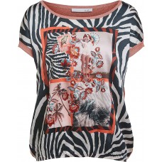 Oui Damen T-Shirt mit Lurex-Highlights lässig geschnitten Animal Casualmode Bekleidung