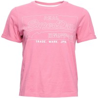 Superdry Damen Kastiges Vintage Logo Outline Piping T-Shirt Bekleidung