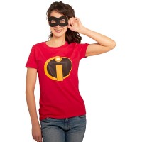 Unglaubliches Superhelden Karneval Kostüm mit Maske Damen T-Shirt Slim Fit Bekleidung