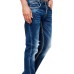 Herren-Jeanshose Regular Fit 'Rusty Neal' Dark Blue Used Vintage Washed 'New York' Jeanshose Streetwear -47 Bekleidung