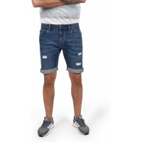 Indicode Hallow Herren Jeans Shorts Kurze Denim Hose im Destroyed-Optik aus Stretch-Material Regular Fit Bekleidung