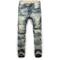 LaoZan Jeans Patched Destroyed Herren Hose Neu Clubwear Streetwear Slim-Fit Jeanshosen Bekleidung