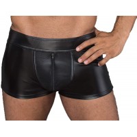 Noir Handmade Herren Shorts aus Wetlook Material schwarz erotischer Männer Slip Kurze Hose Blickdicht mit Netzeinsätzen Bekleidung